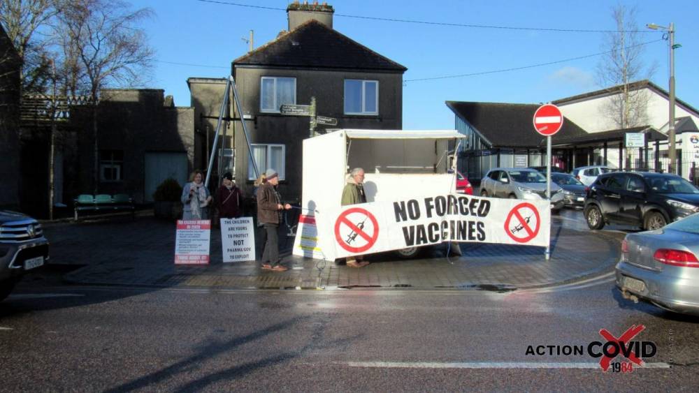 Photo gallery from small protest 04 Feb 2022in Loughrea